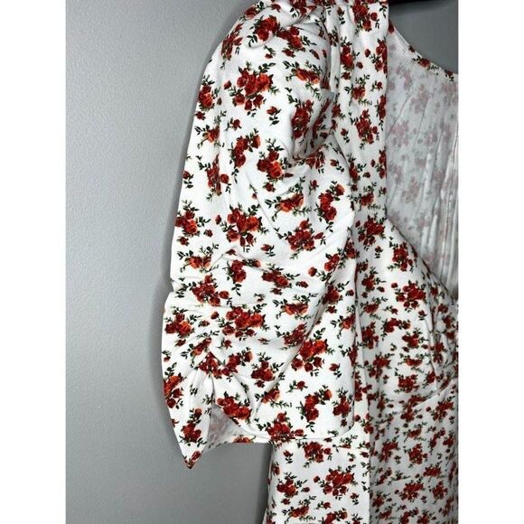 Danielle Bernstein‎ White Red Rose  Midi Slit Dress 20W NEW - Picture 4 of 9